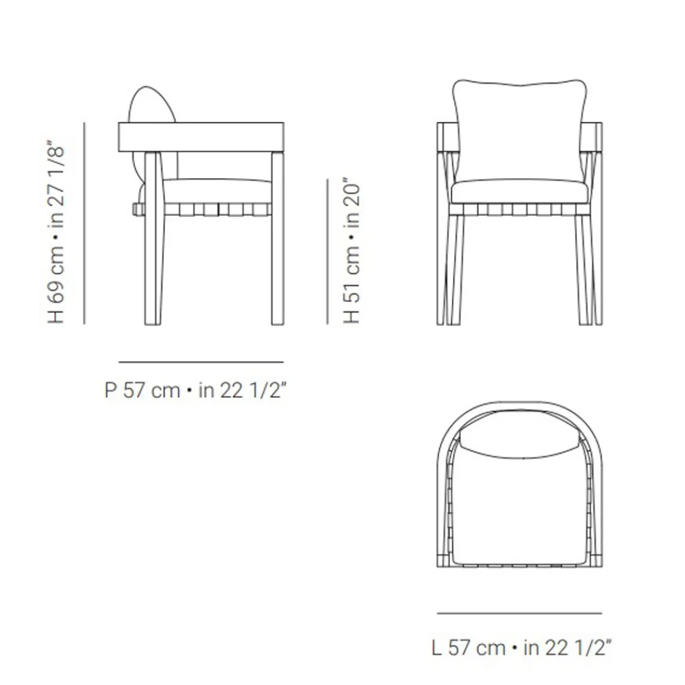 Viadurini in the Garden Holzsessel-Outdoor-Sessel aus Stoff und Holzrahmen Made in Italy - Briga