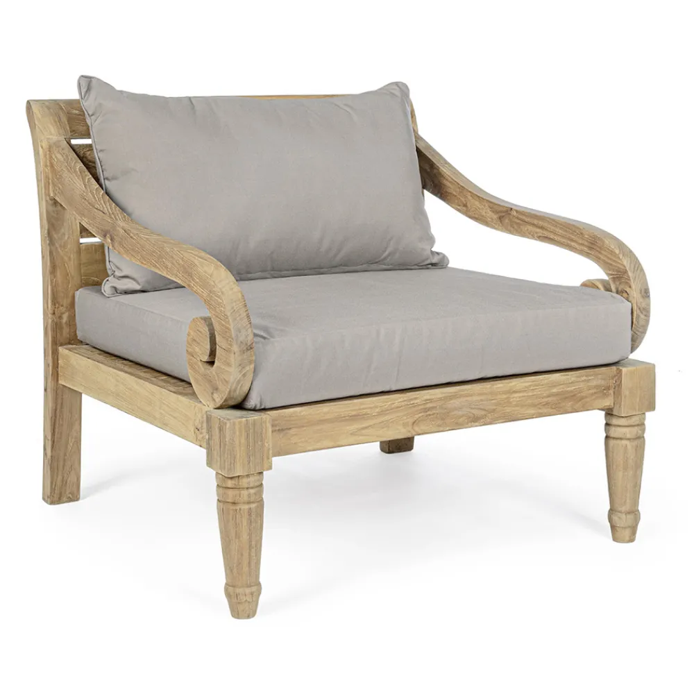 Viadurini in the Garden Holzsessel-Outdoor-Sessel aus Teakholz mit Stoffkissen, Homemotion - Tatyana