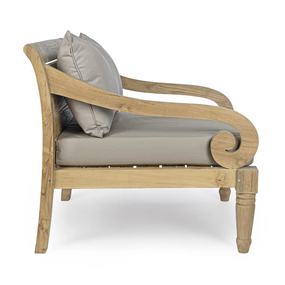 Viadurini in the Garden Holzsessel-Outdoor-Sessel aus Teakholz mit Stoffkissen, Homemotion - Tatyana