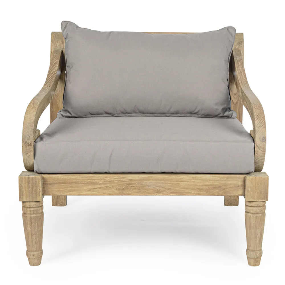 Viadurini in the Garden Holzsessel-Outdoor-Sessel aus Teakholz mit Stoffkissen, Homemotion - Tatyana