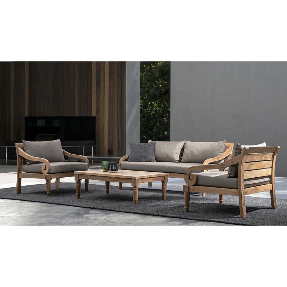 Viadurini in the Garden Holzsessel-Outdoor-Sessel aus Teakholz mit Stoffkissen, Homemotion - Tatyana