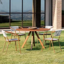 Viadurini in the Garden Metallsessel-Outdoor-Sessel aus verzinktem Stahl stapelbar Made in Italy 2 Stück - Vesna