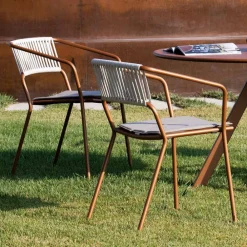 Viadurini in the Garden Metallsessel-Outdoor-Sessel aus verzinktem Stahl stapelbar Made in Italy 2 Stück - Vesna