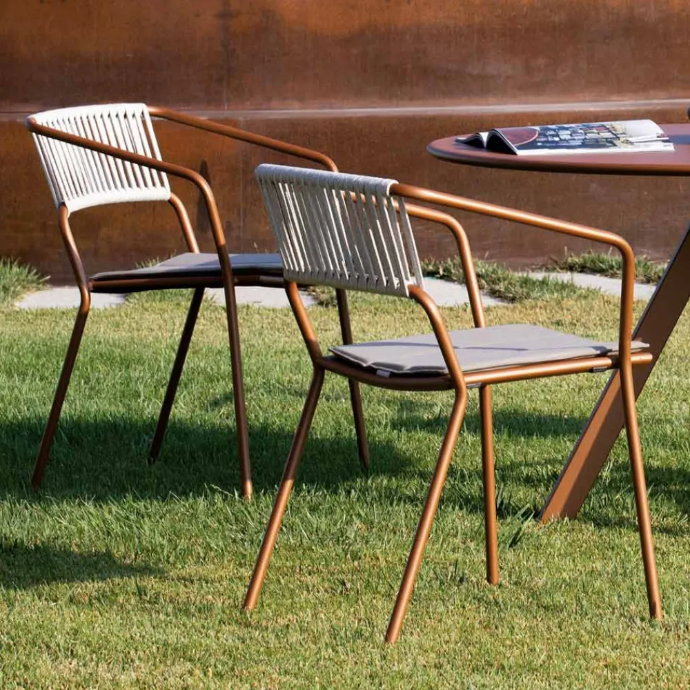 Viadurini in the Garden Metallsessel-Outdoor-Sessel aus verzinktem Stahl stapelbar Made in Italy 2 Stück - Vesna