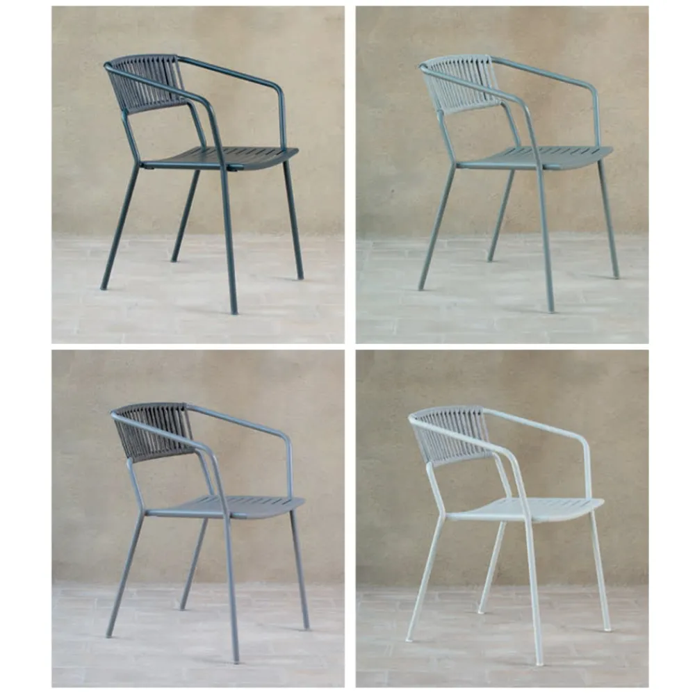 Viadurini in the Garden Metallsessel-Outdoor-Sessel aus verzinktem Stahl stapelbar Made in Italy 2 Stück - Vesna