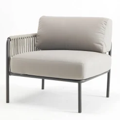 Viadurini in the Garden Metallsessel-Outdoor-Sessel aus verzinktem Stahl und Seil mit Kissen, hergestellt in Italien – Helga