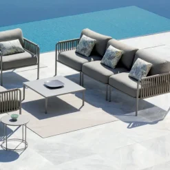 Viadurini in the Garden Metallsessel-Outdoor-Sessel aus verzinktem Stahl und Seil mit Kissen, hergestellt in Italien – Helga