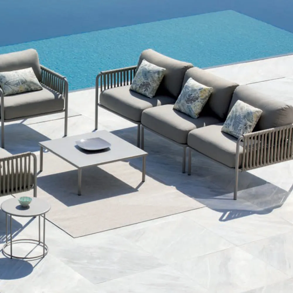 Viadurini in the Garden Metallsessel-Outdoor-Sessel aus verzinktem Stahl und Seil mit Kissen, hergestellt in Italien – Helga