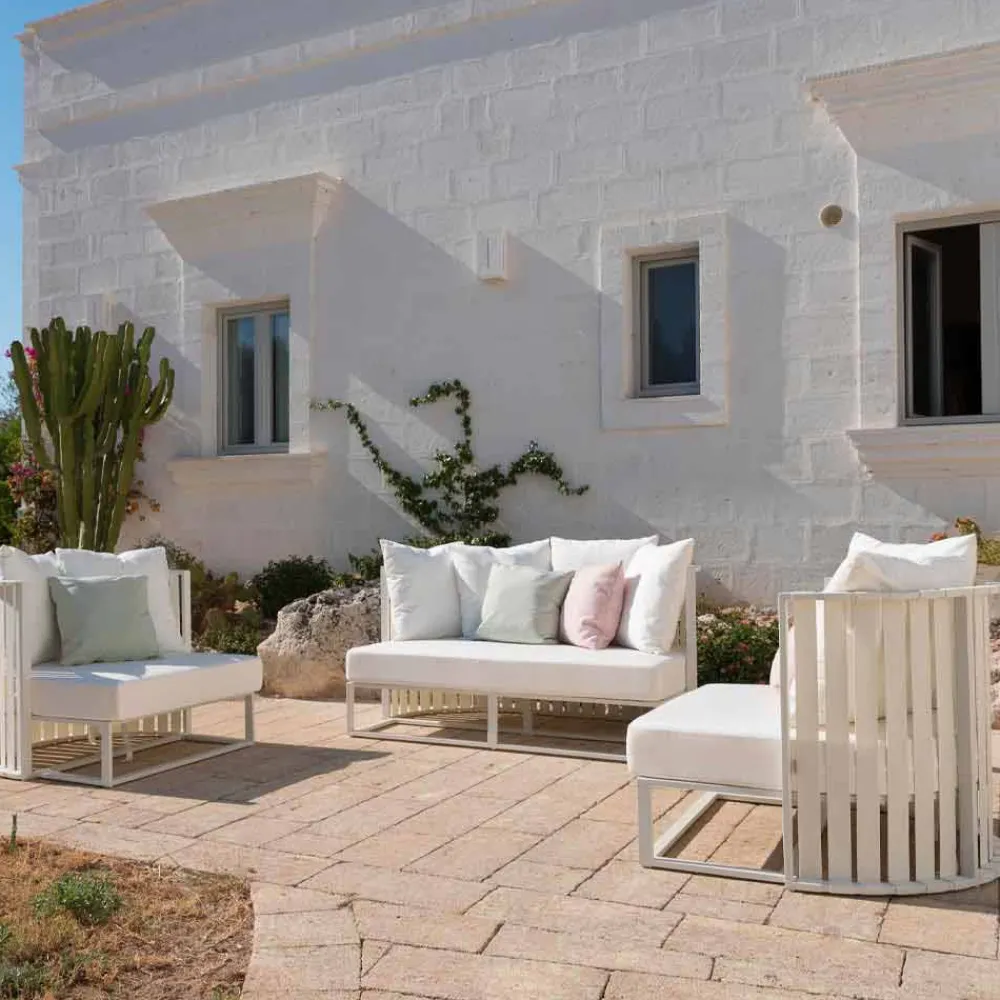 Viadurini in the Garden Metallsessel-Outdoor-Sessel in Aluminium und Luxus Design Seile 3 Oberflächen - Julie