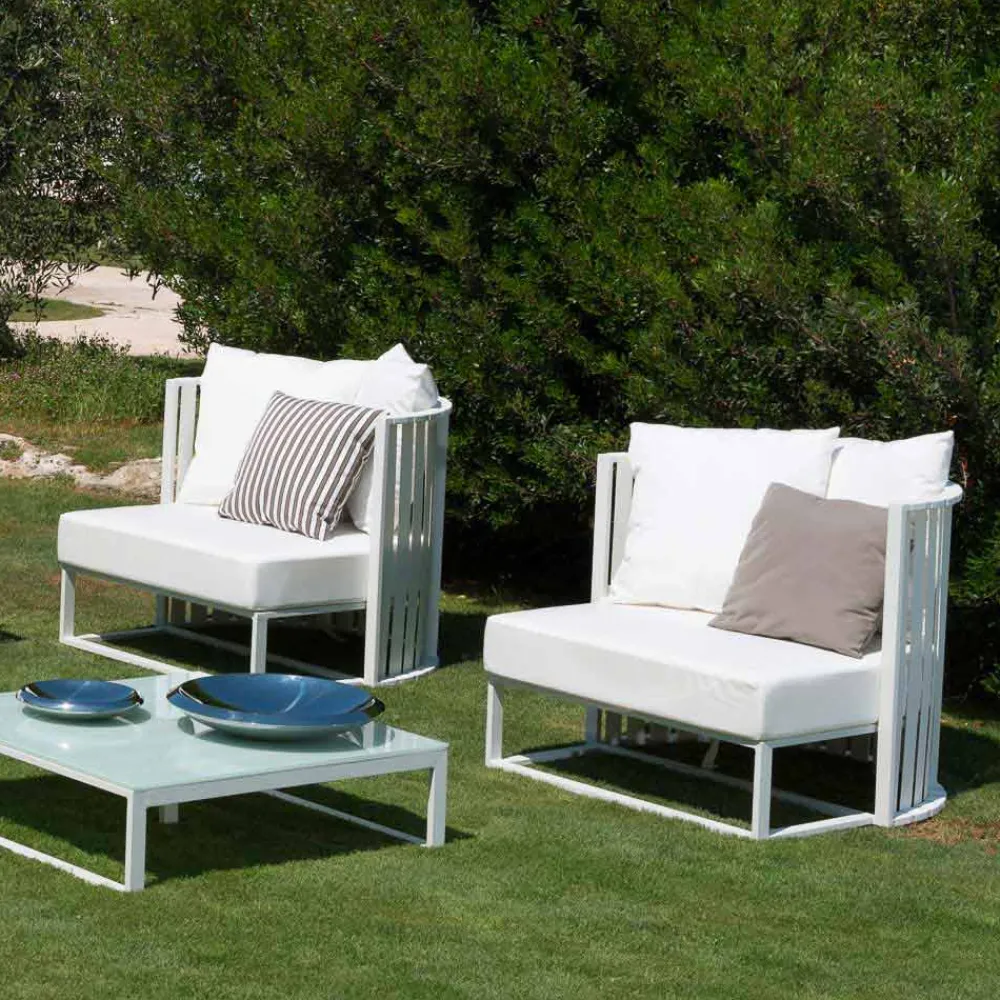 Viadurini in the Garden Metallsessel-Outdoor-Sessel in Aluminium und Luxus Design Seile 3 Oberflächen - Julie