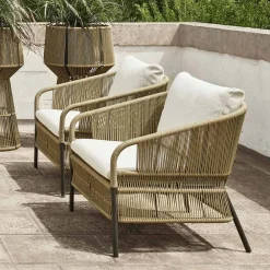 Varaschin Metallsessel-Outdoor-Sessel mit gewebtem Sitz und Kissen - Cricket von