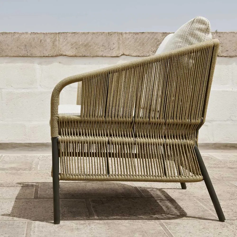 Varaschin Metallsessel-Outdoor-Sessel mit gewebtem Sitz und Kissen - Cricket von