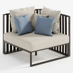 Viadurini in the Garden Metallsessel-Outdoor-Sessel mit linker Ecke aus Aluminium und Gurten Made in Italy - Juliediv