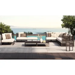 Viadurini in the Garden Metallsessel-Outdoor-Sessel mit linker Ecke aus Aluminium und Gurten Made in Italy - Juliediv