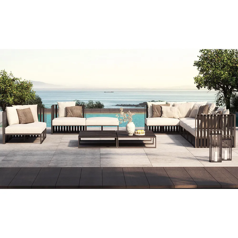 Viadurini in the Garden Metallsessel-Outdoor-Sessel mit linker Ecke aus Aluminium und Gurten Made in Italy - Juliediv