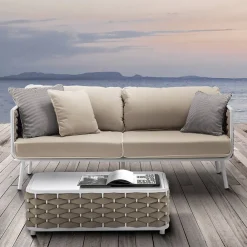 Viadurini in the Garden Gartensofas-Outdoor-Sofa aus Aluminium und handgewebtem Stoff - Reda