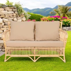 Viadurini in the Garden Gartensofas-Outdoor-Sofa aus natürlichem Rattan, inklusive Kissen, - Bellaria