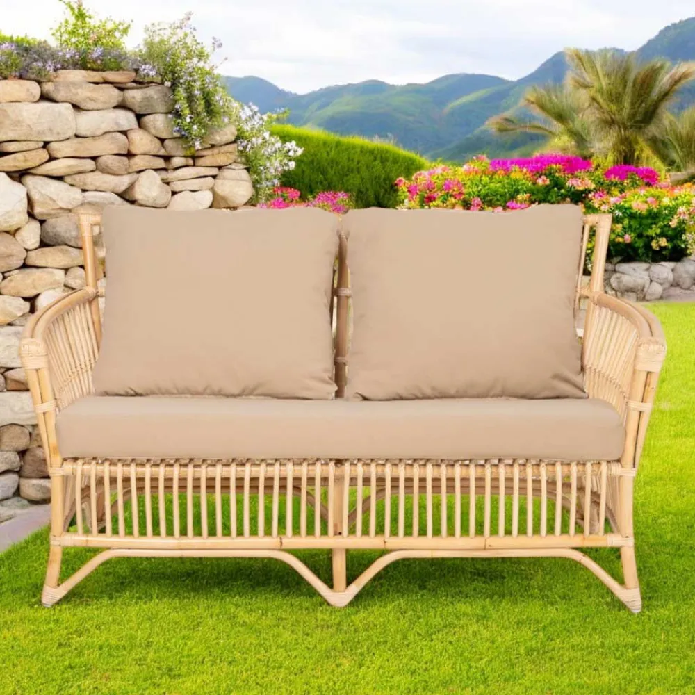 Viadurini in the Garden Gartensofas-Outdoor-Sofa aus natürlichem Rattan, inklusive Kissen, - Bellaria