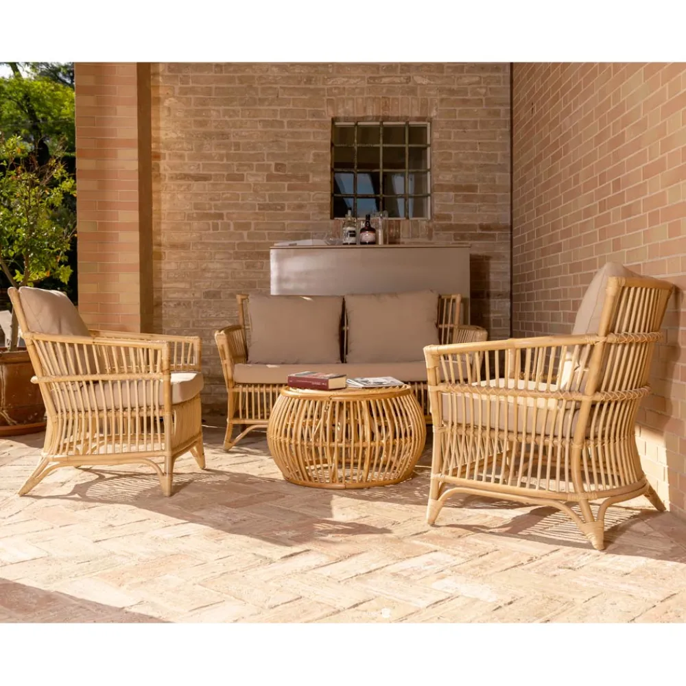 Viadurini in the Garden Gartensofas-Outdoor-Sofa aus natürlichem Rattan, inklusive Kissen, - Bellaria