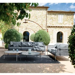 Viadurini in the Garden Gartensofas-Outdoor-Sofa aus Stahl und Seil in verschiedenen Größen mit Kissen Made in Italy - Helga