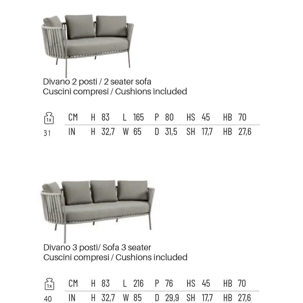 Viadurini in the Garden Gartensofas-Outdoor-Sofa aus Stahl, verschiedene Größen und Kissen inklusive. Made in Italy - Bronn