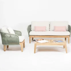 Viadurini in the Garden Gartensofas-Outdoor-Sofa aus Teakholz und Polyethylengewebe - Jhon