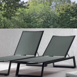 Viadurini in the Garden Sonnenliegen-Outdoor-Sonnenliege aus Aluminium und Textilene mit einziehbaren Rädern 2 Stück - Esel