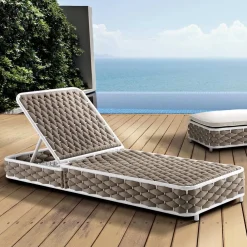 Viadurini in the Garden Sonnenliegen-Outdoor-Sonnenliege aus Aluminium und gewebtem Stoff mit Rädern - Reda
