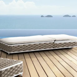 Viadurini in the Garden Sonnenliegen-Outdoor-Sonnenliege aus Aluminium und gewebtem Stoff mit Rädern - Reda