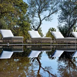 Viadurini in the Garden Sonnenliegen-Outdoor-Sonnenliege mit Rollen aus handgewebtem Polyrattan - Gigi