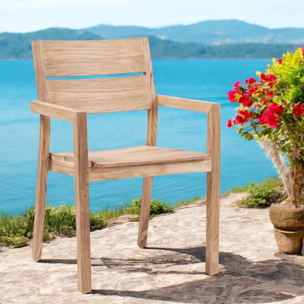 Viadurini in the Garden Gartenstühle Holz-Outdoor-Stuhl mit Armlehnen aus Teakholz - Marie