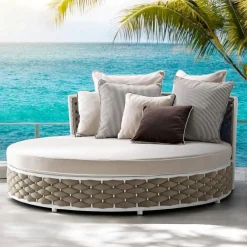 Viadurini in the Garden Sonnenliegen-Outdoor-Tagesbett aus Aluminium und handgewebtem Stoff - Reda