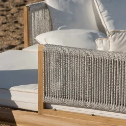 Viadurini in the Garden Sonnenliegen-Outdoor-Tagesbett aus Teakholz und Seilweberei - Arjuna