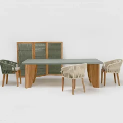 Viadurini Living Gartentische Aus Teakholz-Outdoor-Tisch aus Okumè-Mikrozement und Teakholz-Finish, hergestellt in Italien – Bleistift