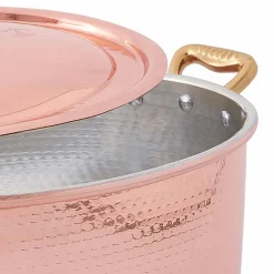 Viadurini Kitchen Kochgeschirr-Ovale handverzinnte Kupferkasserolle für Backofen und Deckel 27x20 cm - Mariag