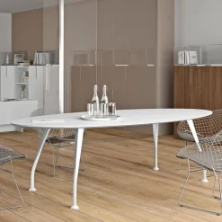 Viadurini Living Besprechungstische|Esstische Nach Mass-Ovaler Besprechungstisch aus weißem Melamin - Fadila