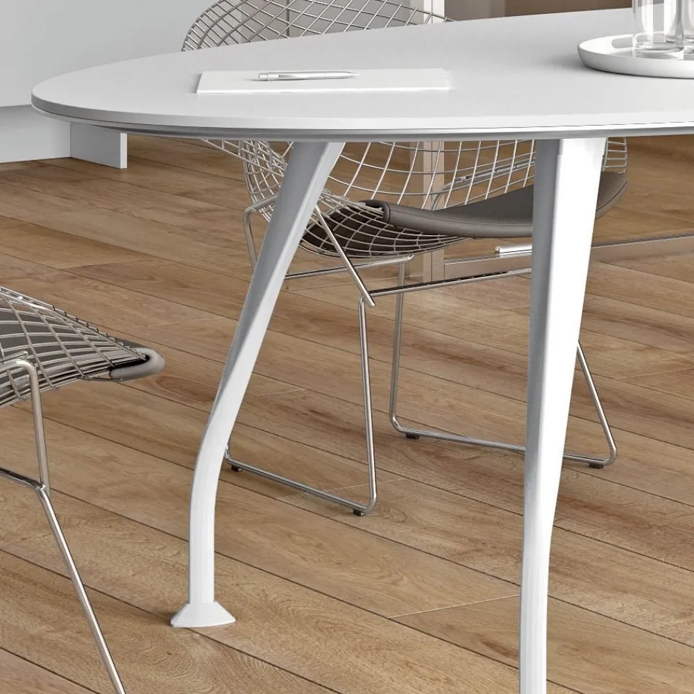 Viadurini Living Besprechungstische|Esstische Nach Mass-Ovaler Besprechungstisch aus weißem Melamin - Fadila