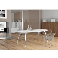 Viadurini Living Besprechungstische|Esstische Nach Mass-Ovaler Besprechungstisch aus weißem Melamin - Fadila