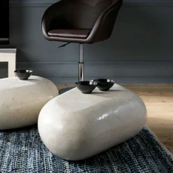 Viadurini Living Couchtische Aus Stein-Ovaler Couchtisch aus modernem Fossilstein – Avenue