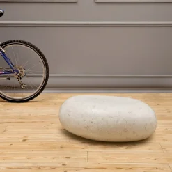 Viadurini Living Couchtische Aus Stein-Ovaler Couchtisch aus weißem Fossilstein – Alfred