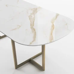 Viadurini Living Esstisch Oval|Esstische-Ovaler Esstisch aus Feinsteinzeug und Metall Made in Italy - Emilio