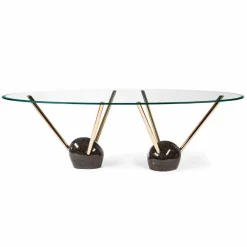 Viadurini Living Esstische Nach Mass|Esstisch Oval-Ovaler Esstisch Zoe mit Glasplatte, made in Italy, modernes Design