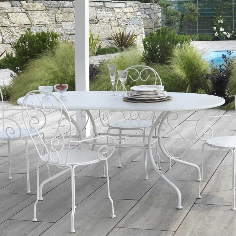 Viadurini in the Garden Gartentische Aus Aluminium-Ovaler Gartentisch ganz aus Metall - Archiv