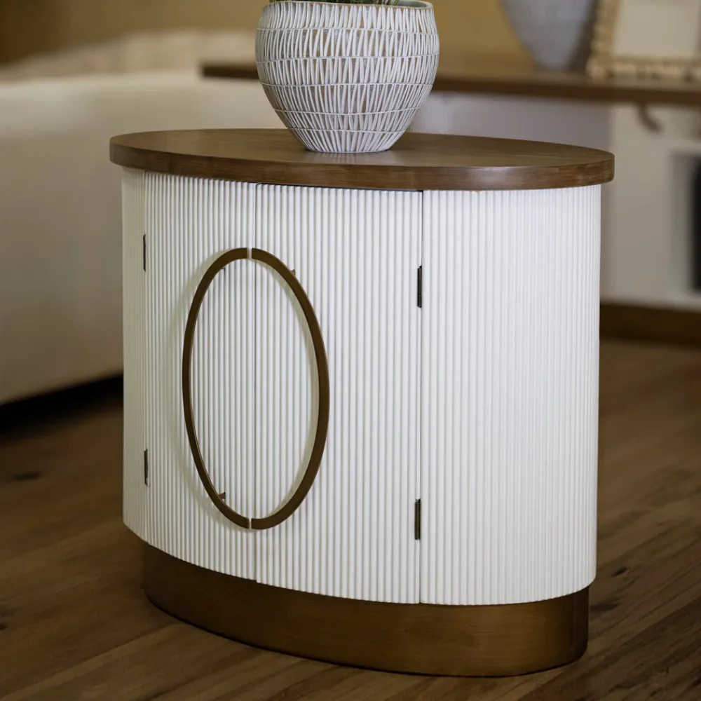 Viadurini Living Anrichte|Konsolentisch Flur-Ovaler Holzschrank mit Oberseite und abgerundeten Einsätzen mit 2 Türen - Rachel