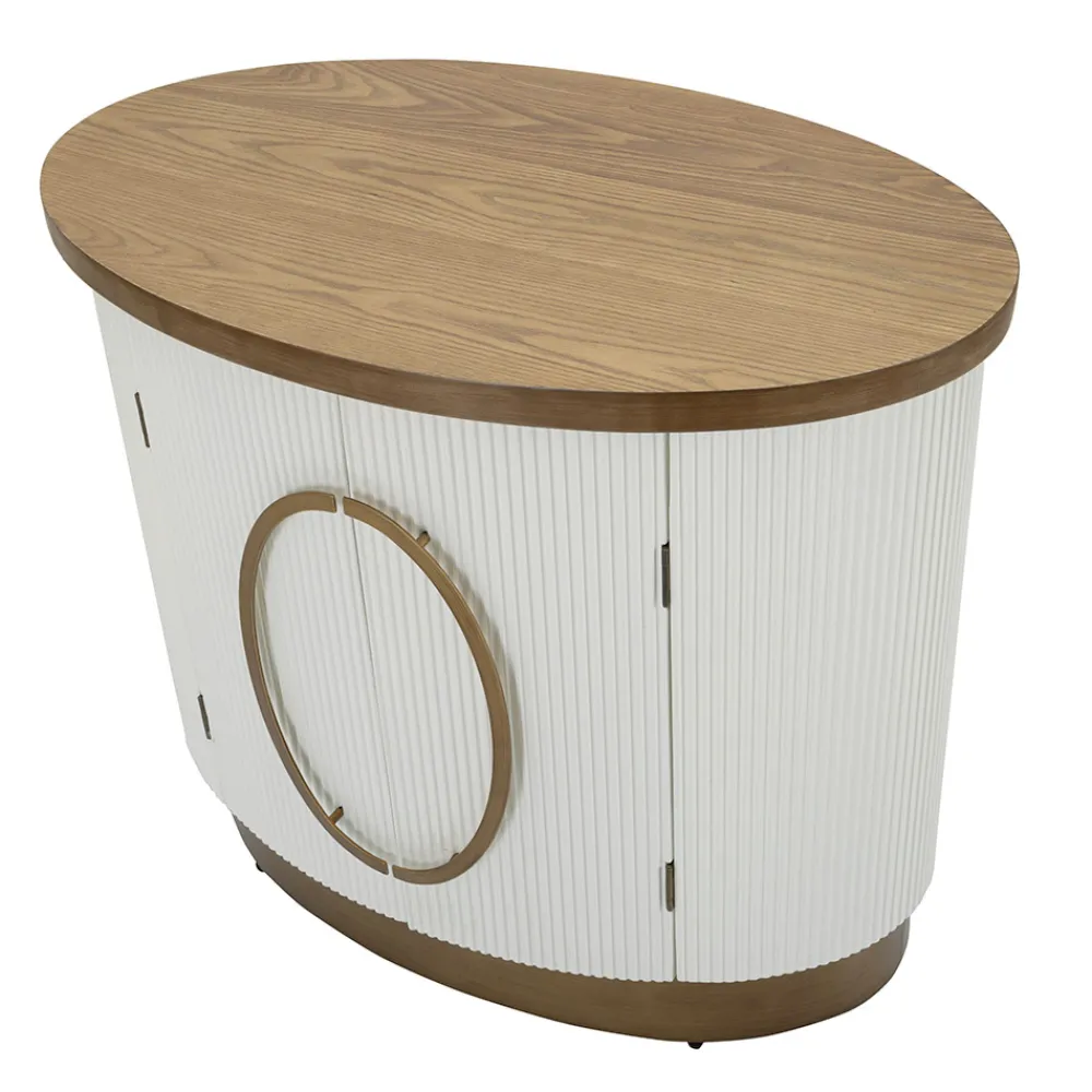 Viadurini Living Anrichte|Konsolentisch Flur-Ovaler Holzschrank mit Oberseite und abgerundeten Einsätzen mit 2 Türen - Rachel