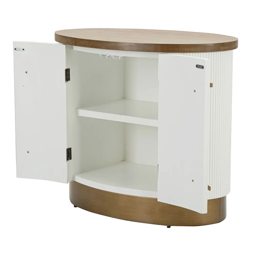 Viadurini Living Anrichte|Konsolentisch Flur-Ovaler Holzschrank mit Oberseite und abgerundeten Einsätzen mit 2 Türen - Rachel