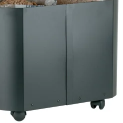 Viadurini Fire Design Pelletkorb-Ovaler Pellethalter aus schwarzem Metall und Holzdeckel, hergestellt in Italien – Bisonte