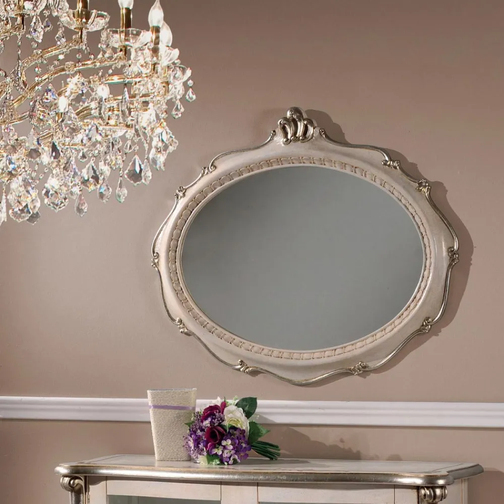 Viadurini Classic Wandspiegel-Ovaler Spiegel im klassischen Stil aus antikem Silberholz Made in Italy - Florenz