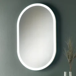 Viadurini Bathroom Badspiegel-Ovaler Spiegel mit Metallrahmen und Lichtern, hergestellt in Italien – Mozart