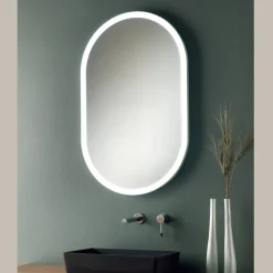 Viadurini Bathroom Badspiegel-Ovaler Spiegel mit Metallrahmen und Lichtern, hergestellt in Italien – Mozart